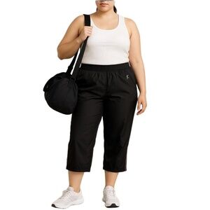 Danskin Now Black Capri Windbreaker Pants with‎ Pink Stripe – Women’s XL (16-18)